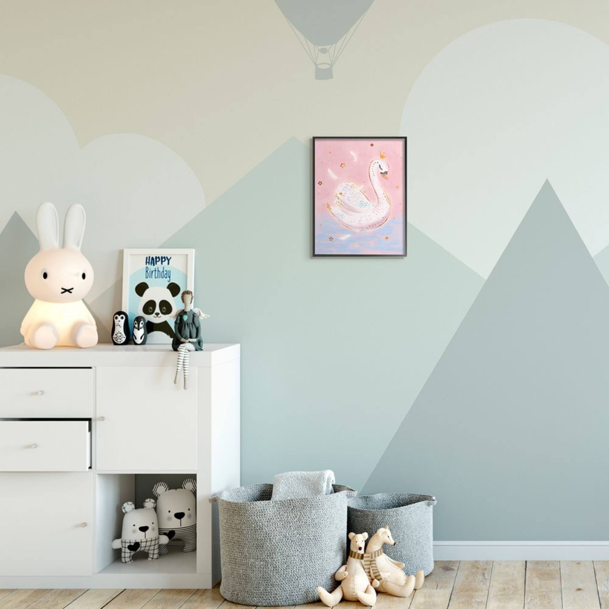 Stupell Industries Princess Swan Lake Girl's Nursery Animal Illustration Framed Wall Art